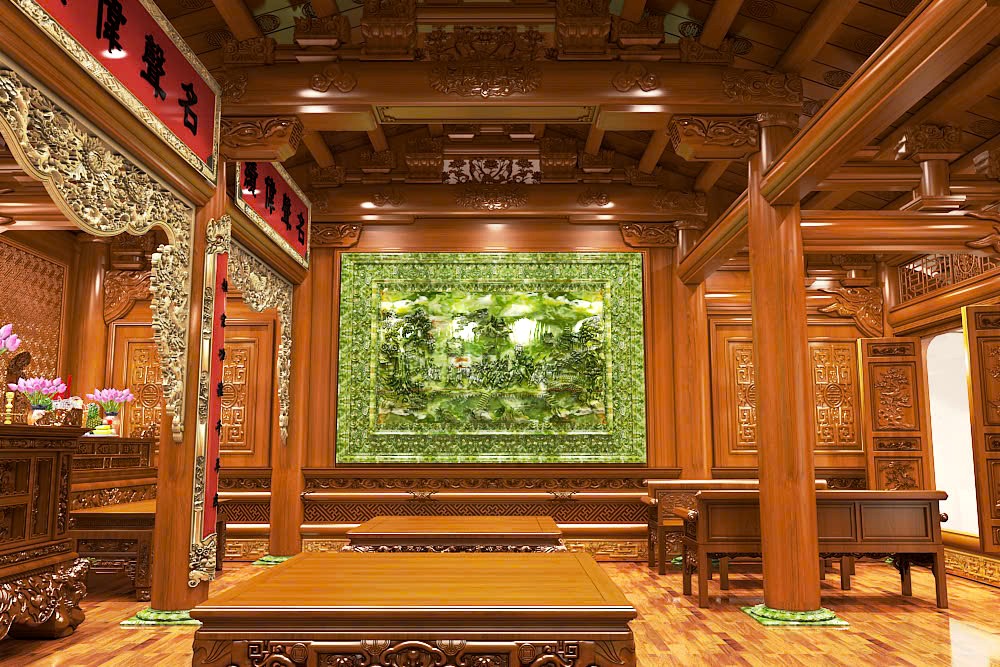 Góc nhìn hàng cột và bàn lễ phụ