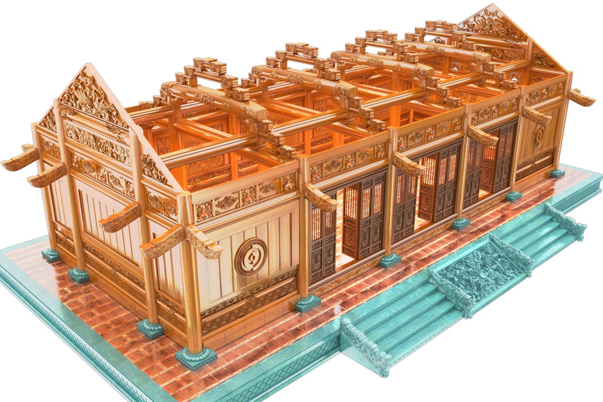 Mô hình 3D bóc tách vì kèo mái chùa