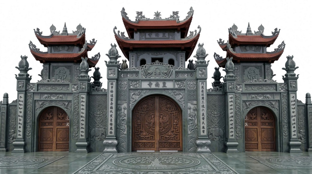 Phối cảnh 3D cổng Tam quan lăng mộ gia đình