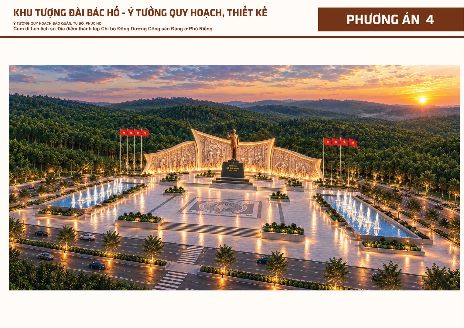 Tư vấn, Thiết kế Tượng đài và Quảng Trường Hồ Chí Minh - Phú Riềng Đỏ / Đồng Nai. Triết lý cội nguồn. TS. Nguyễn Đức (Phổ Tuệ) Tiến sĩ Mỹ thuật Công nghiệp • Sáng lập & Giám đốc Điều hành Tập đoàn NVN Việt Nam. Chuyên gia tư vấn chiến lược thương hiệu, tạo hình mỹ thuật công nghiệp và nghiên cứu kiến trúc di sản văn hóa tâm linh truyền thống Bắc Bộ. "Tâm để phụng sự – Trí để sáng tạo – Đức để hành nghề" Sinh ra và lớn lên trong gia đình có truyền thống Nho giáo và cách mạng, TS. Nguyễn Đức sớm gắn bó với những giá trị văn hóa thuần Việt. Suốt một thập kỷ (2003 – 2013) học tập và nghiên cứu sinh tại Học viện Mỹ thuật Ứng dụng Strôganov (Mátxcơva) theo học bổng toàn phần của Nhà nước, anh đã kết hợp phương pháp luận tạo hình hàn lâm châu Âu để soi chiếu và bảo tồn di sản cổ truyền quê hương.